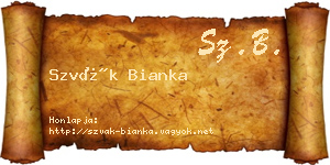 Szvák Bianka névjegykártya